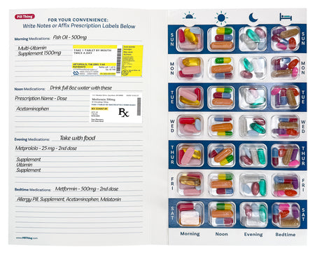 Weekly XL, 4 Time a Day, Cold Seal Medication Blister Cards - Tri-Fold Booklet