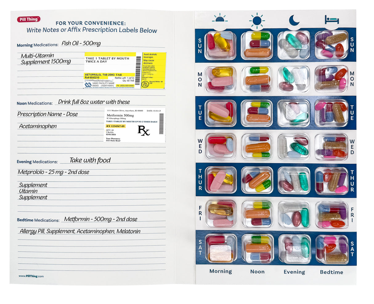 4 Times a Day Weekly XL Cold Seal Pharmacy Blister Pack System Cards for Pills - 100 Pack