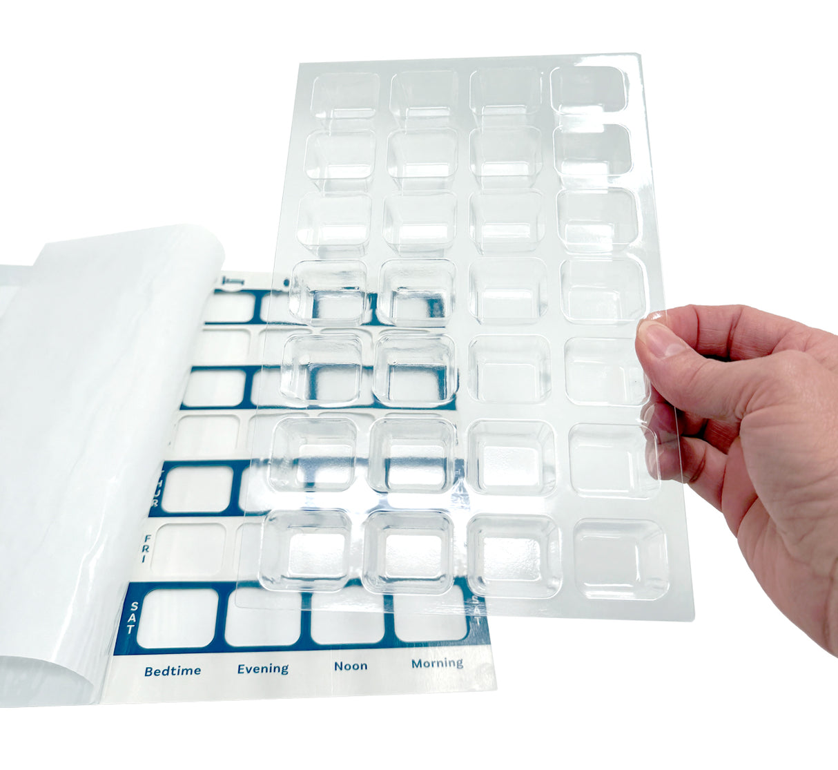 4 Times a Day Weekly XL Cold Seal Pharmacy Blister Pack System Cards for Pills - 100 Pack