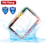 12 Compartment Large Pill Case with Airtight, Waterproof Seal, Medication Map Included (Multiple Colors)