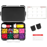12 Compartment Large Pill Case with Airtight, Waterproof Seal, Medication Map Included (Multiple Colors)