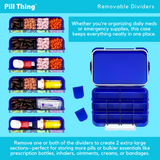 12 Compartment Large Cobalt Blue Pill Case with Airtight, Waterproof Seal, Medication Map Included