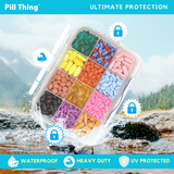 12 Compartment Large Pill Case with Airtight, Waterproof Seal, Medication Map Included (Multiple Colors)