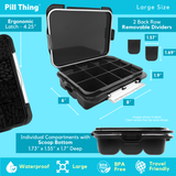 12 Compartment Large Pill Case with Airtight, Waterproof Seal, Medication Map Included (Multiple Colors)