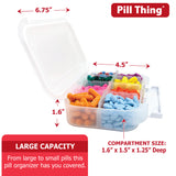 8 Compartment Large Pill Case with Airtight, Waterproof Seal, Medication Map Included