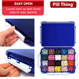 20 Compartment Cobalt Blue Large Pill Case with Airtight, Waterproof Seal, Medication Map & Medical Alert Card Included