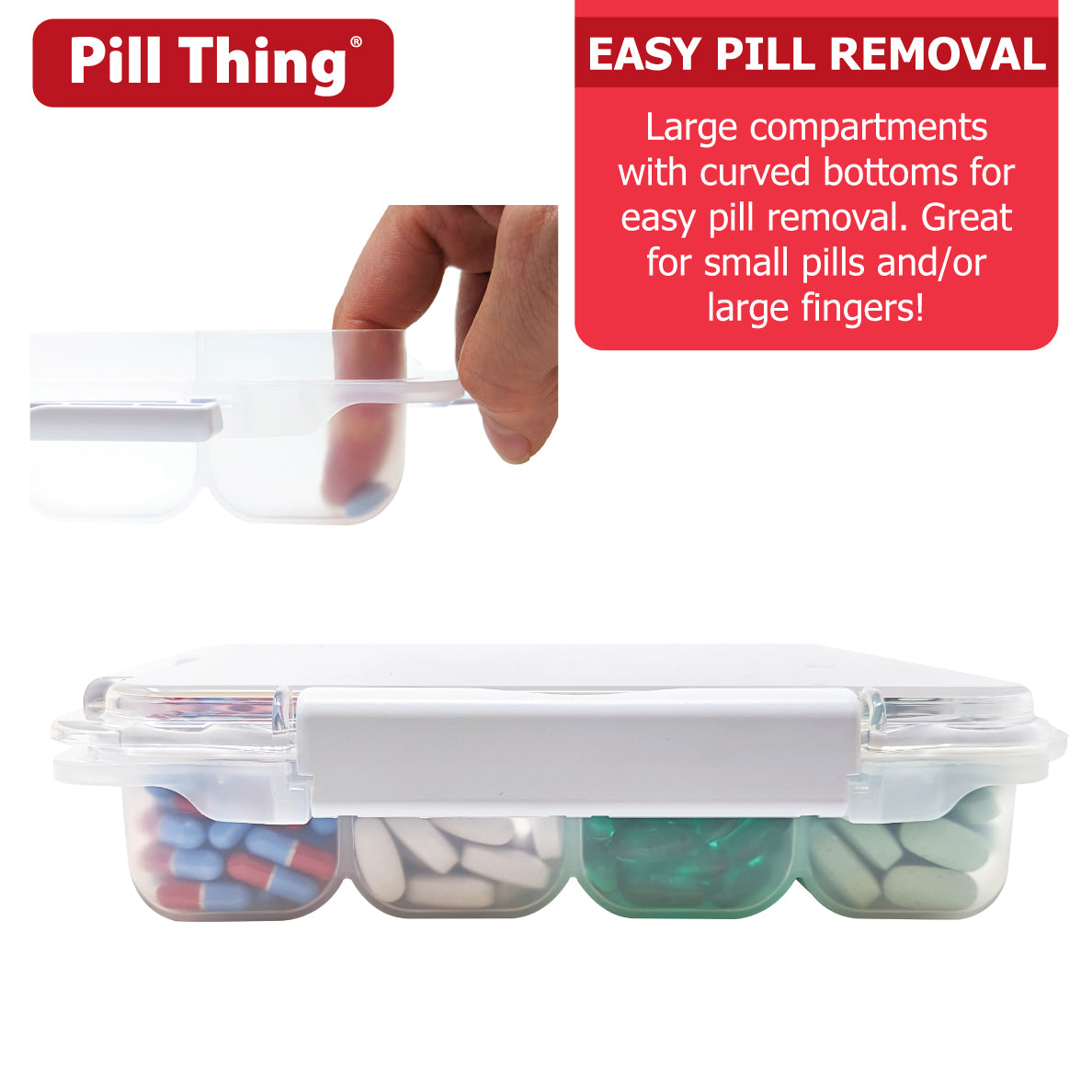 20 Compartment Large Pill Case with Airtight, Waterproof Seal, Medicat –  Pill Thing