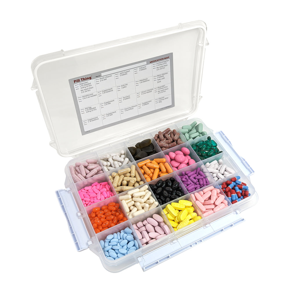 12 Compartment Large Pill Case with Airtight, Waterproof Seal, Medicat –  Pill Thing