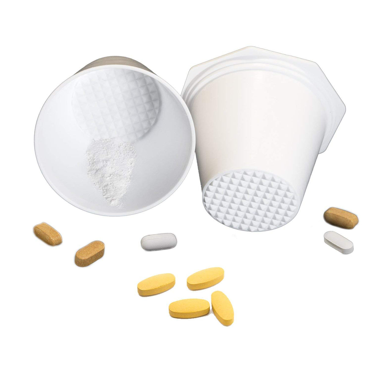 Extra Large Pill Crusher Cups with Pill Cutter- Item 251XL