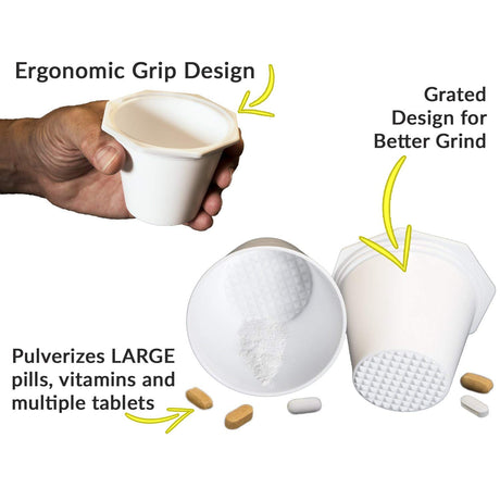 Extra Large Pill Crusher Cups with Pill Cutter