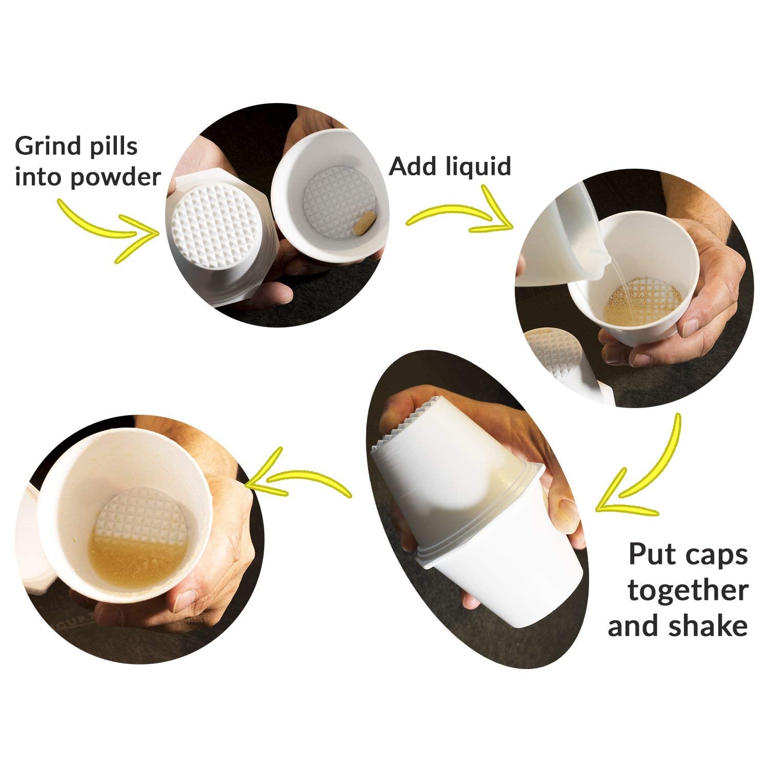 Extra Large Pill Crusher Cups with Pill Cutter