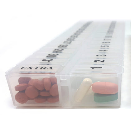 XL Monthly Pill Planner with Individual Weekly Organizers and Storage – Pill  Thing
