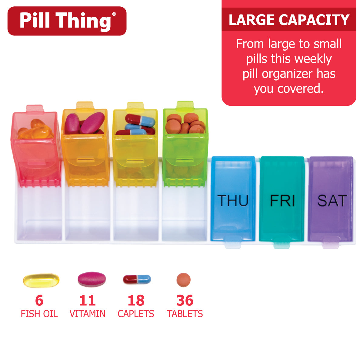 Weekly Pill Organizer with Daily Detachable Cups