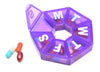 Seven-Sided Pill Organizer 3 Pack of Small,  Blue, Green & Purple with Bonus Medical Alert Card