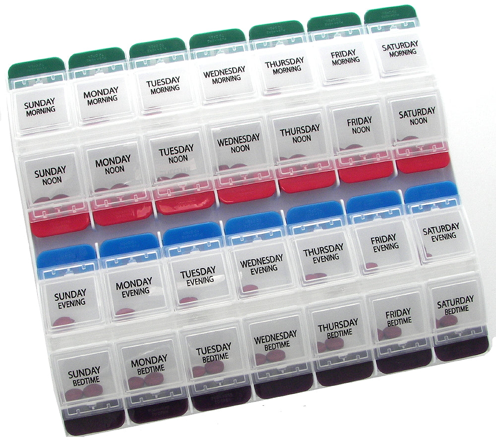 Push Button 4X/Day Weekly Pill Organizer- – Pill Thing