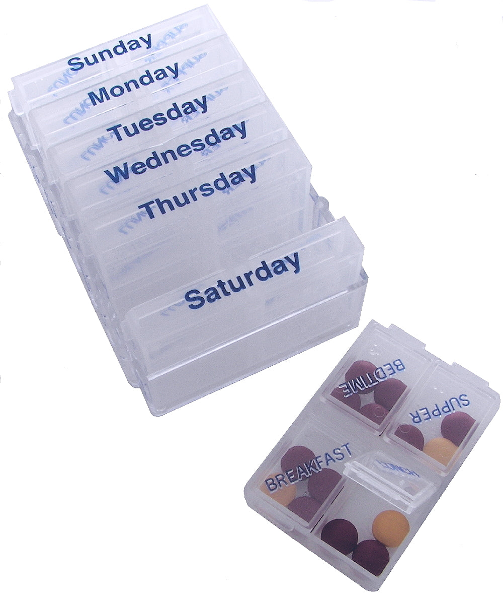 7-Day Pill Chest Box 313 Great for vitamins, pilla, and supplements - this case is a great pill organizer for your weekly pills. Gift idea for seniors.