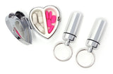 Heart-Shaped Silver 2-Compartment Pill Box with 2 Pill Box Key Rings