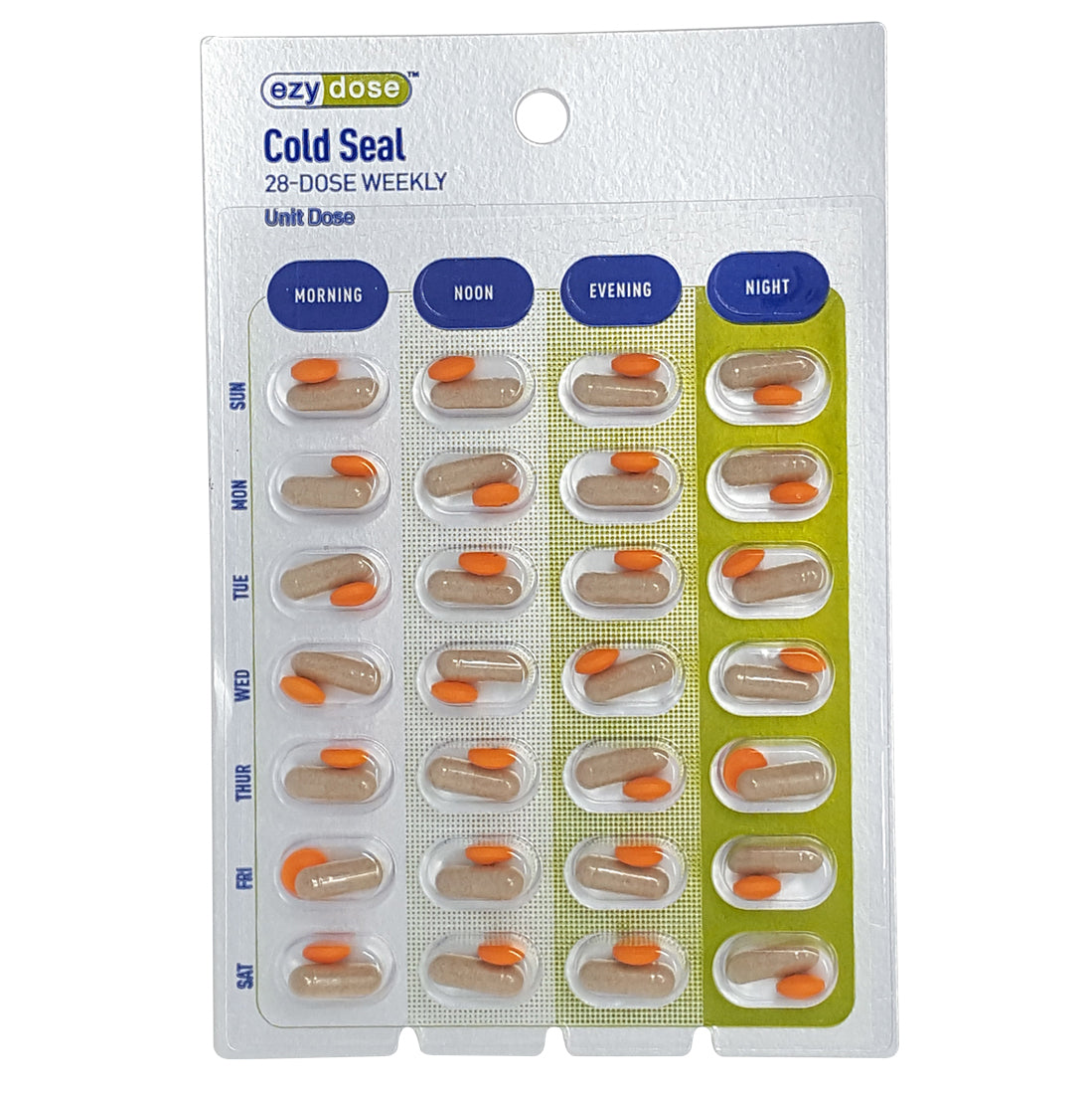 Monthly & Weekly pharmacy pill blister cards. Great for schools, camps, caregivers. Safely adminster correct dosage.