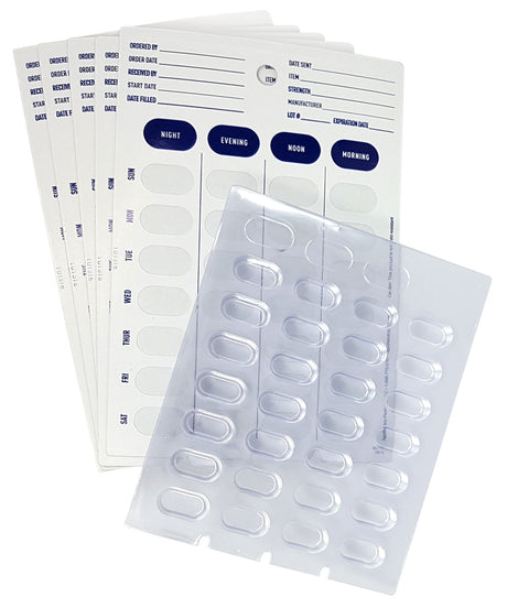 Monthly & Weekly pharmacy pill blister cards. Great for elderly & senior prescriptions. XL large.