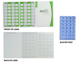 4 Times a Day Weekly XL Cold Seal Pharmacy Blister Pack System Cards for Pills -Two Piece Card and Blister Tray Tri-Fold Booklet, Easy No Extra Equipment Needed