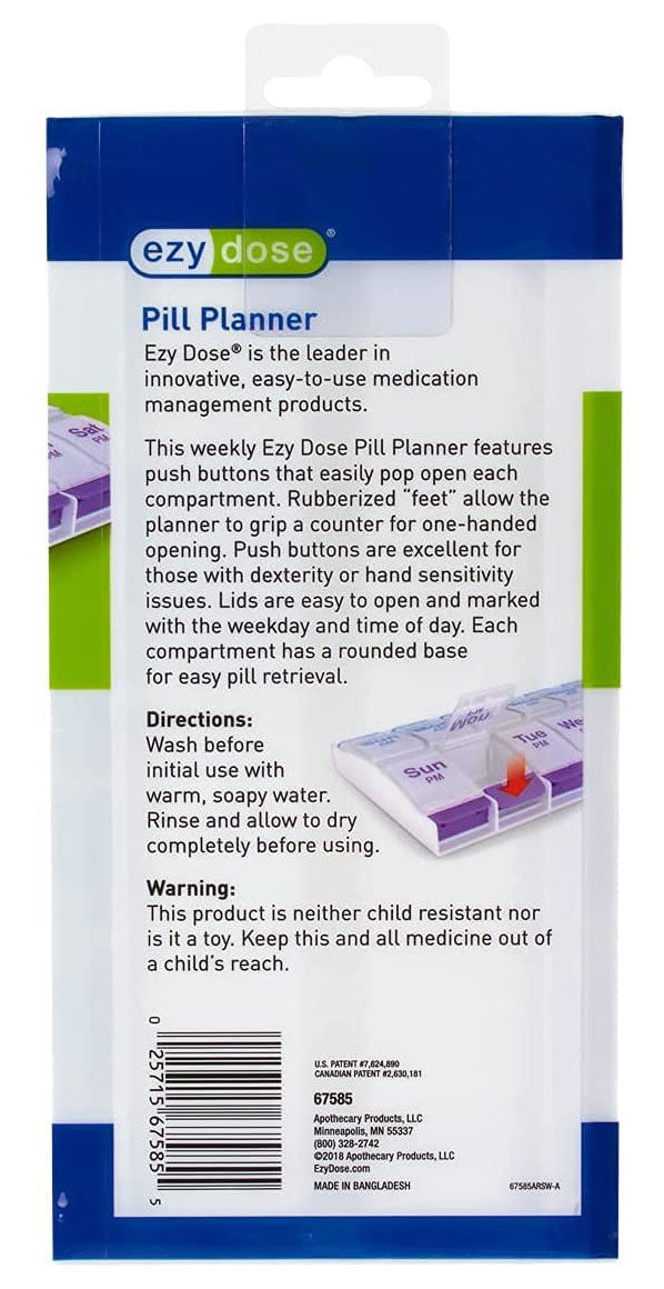 Push-Button AM/PM Weekly Pill Planner