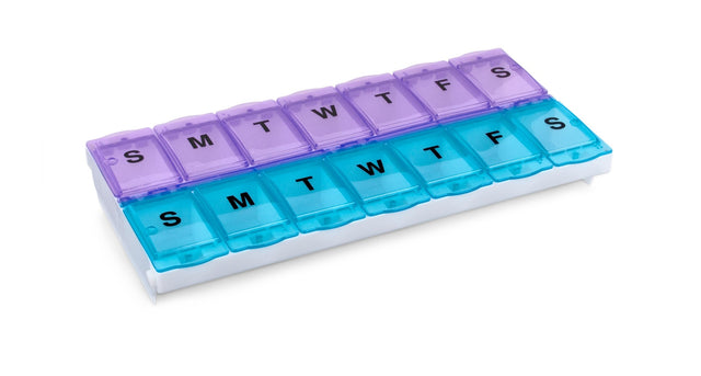 Large 2 week locking pill case organizer box