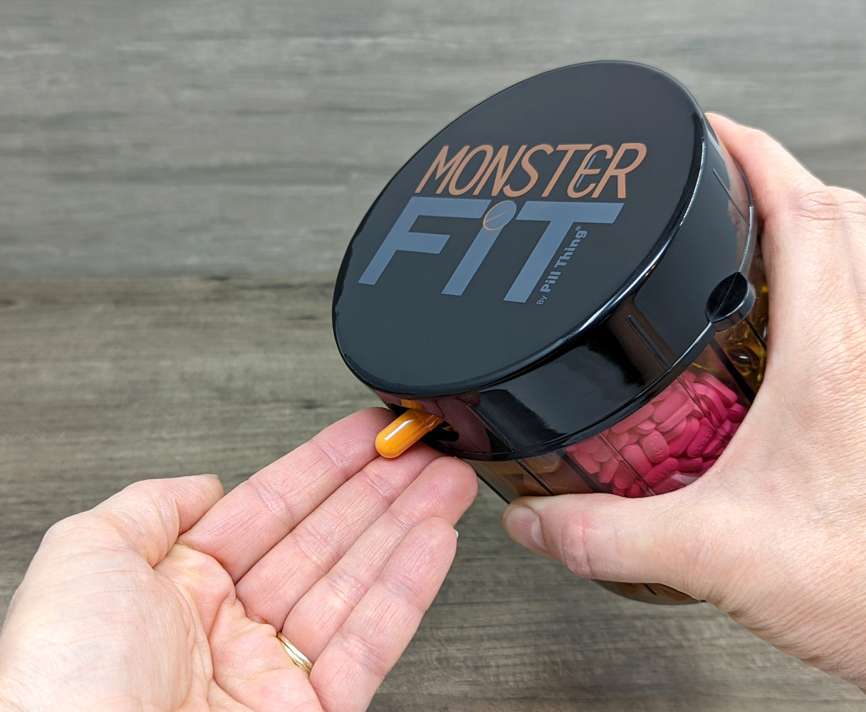 Monster Pill Dispenser with Compartment Labels