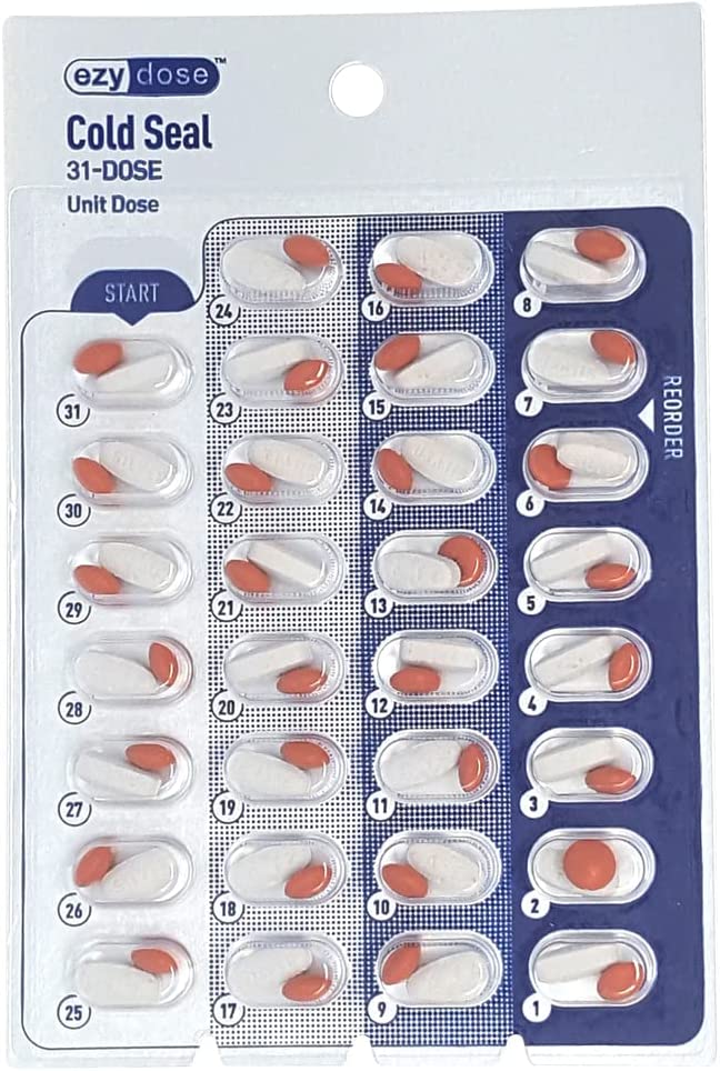 Medication Blister Pack Refill Set Cold Seal - Includes Blister Trays & Cold-Seal Cards - Pill Blister Sizes Regular or Jumbo Blisters (50 Pack)(551/851)