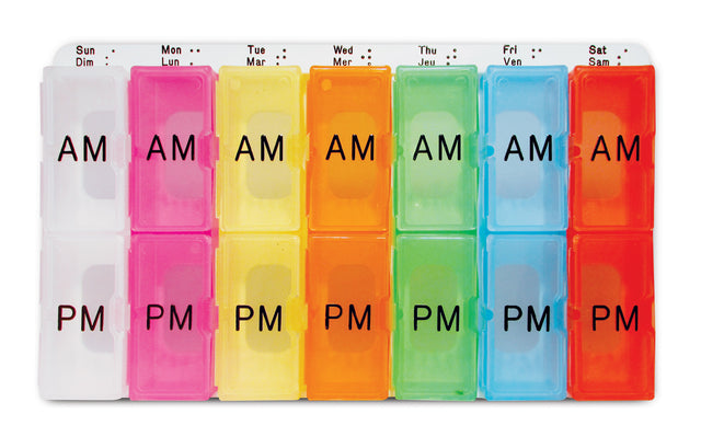Color-Coded Weekly Med Planner 2-Compartment AM/PM - Item 351