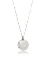 Round Pill Locket Necklace, Cubic Zirconia with O-ring Seal - 25mm