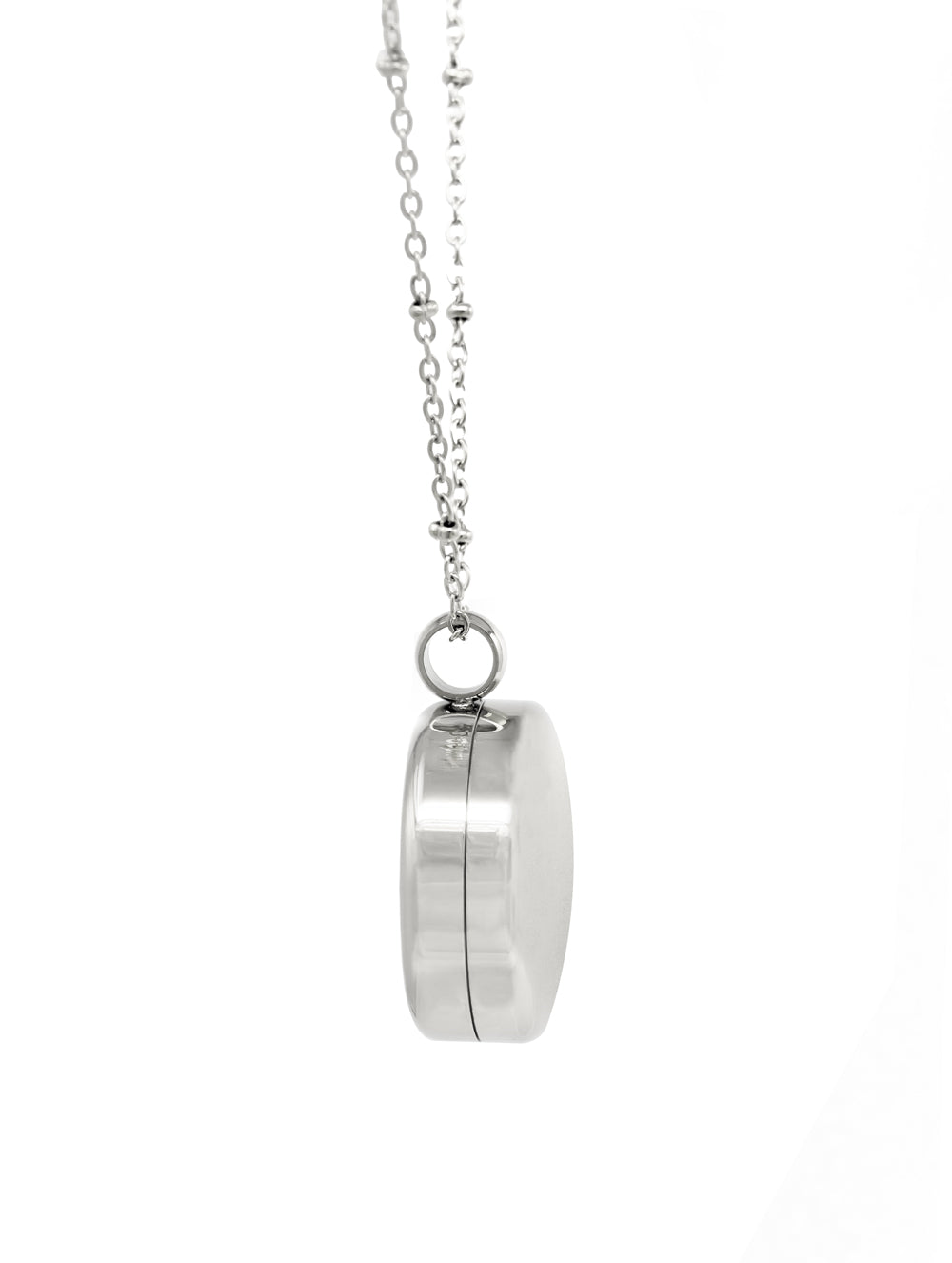 Round Silver Pill Locket Necklace with O-ring Seal - 25mm