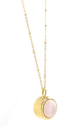 Round Mother of Pearl Pill Locket Necklace