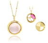 Round Mother of Pearl Pill Locket Necklace