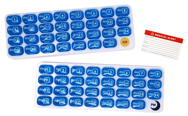 AM/PM 31-Day Monthly Pill Organizer Pods