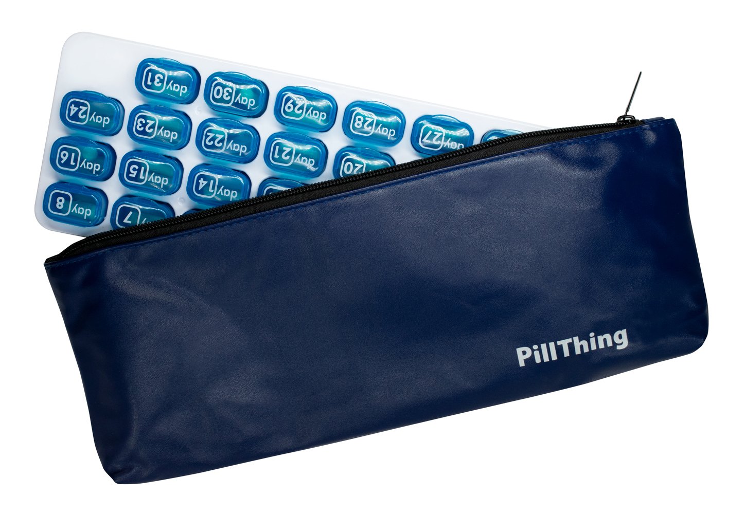 31 Day Monthly Pill Organizer Removable Pods with Zippered