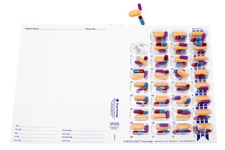 Extra Large Monthly, Cold Seal Medication Blister Cards - Trifold (6, 12, 100, or 250 Pack)