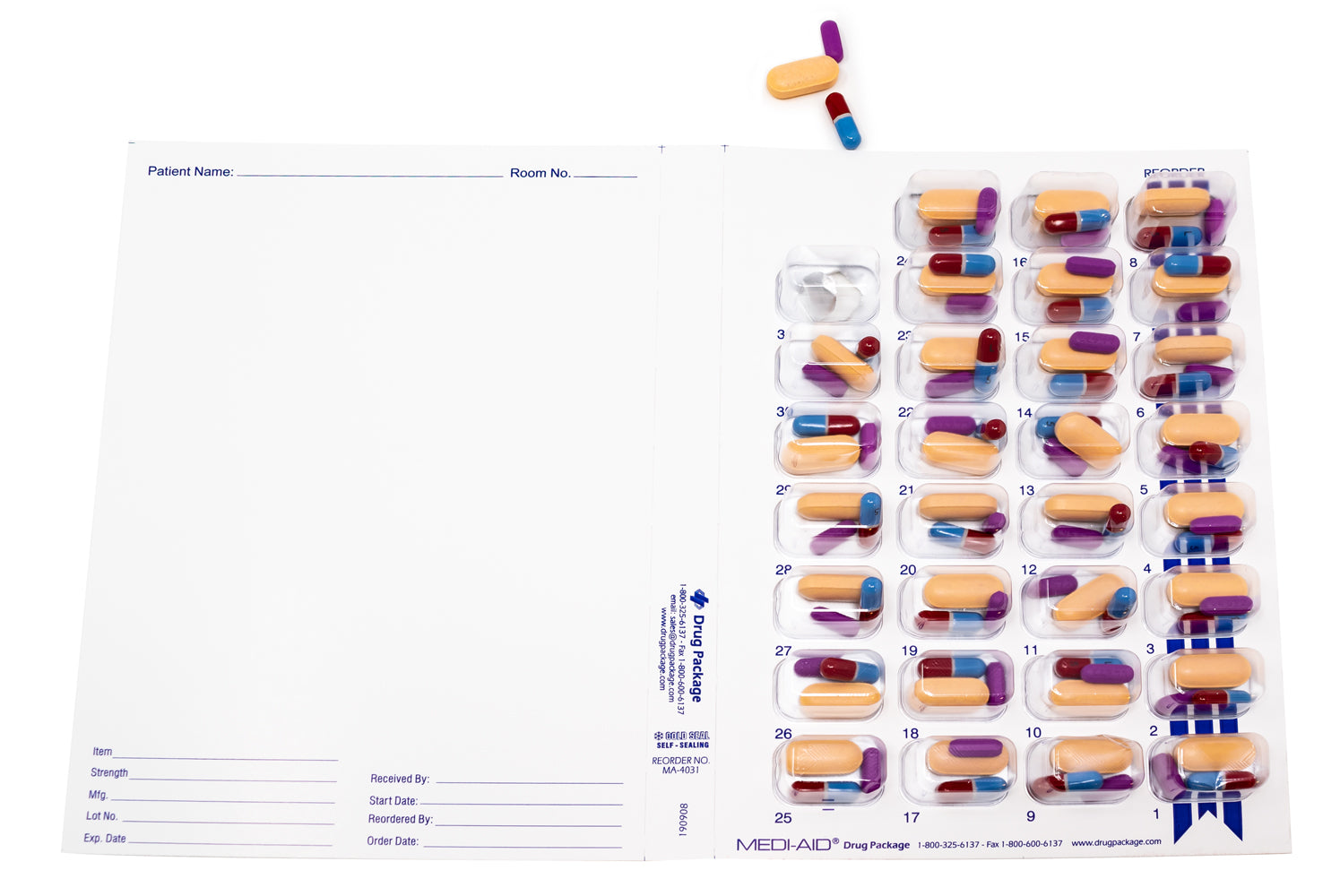 Monthly XL, Cold Seal Medication Blister Cards - Tri-Fold Booklet 6 Pack