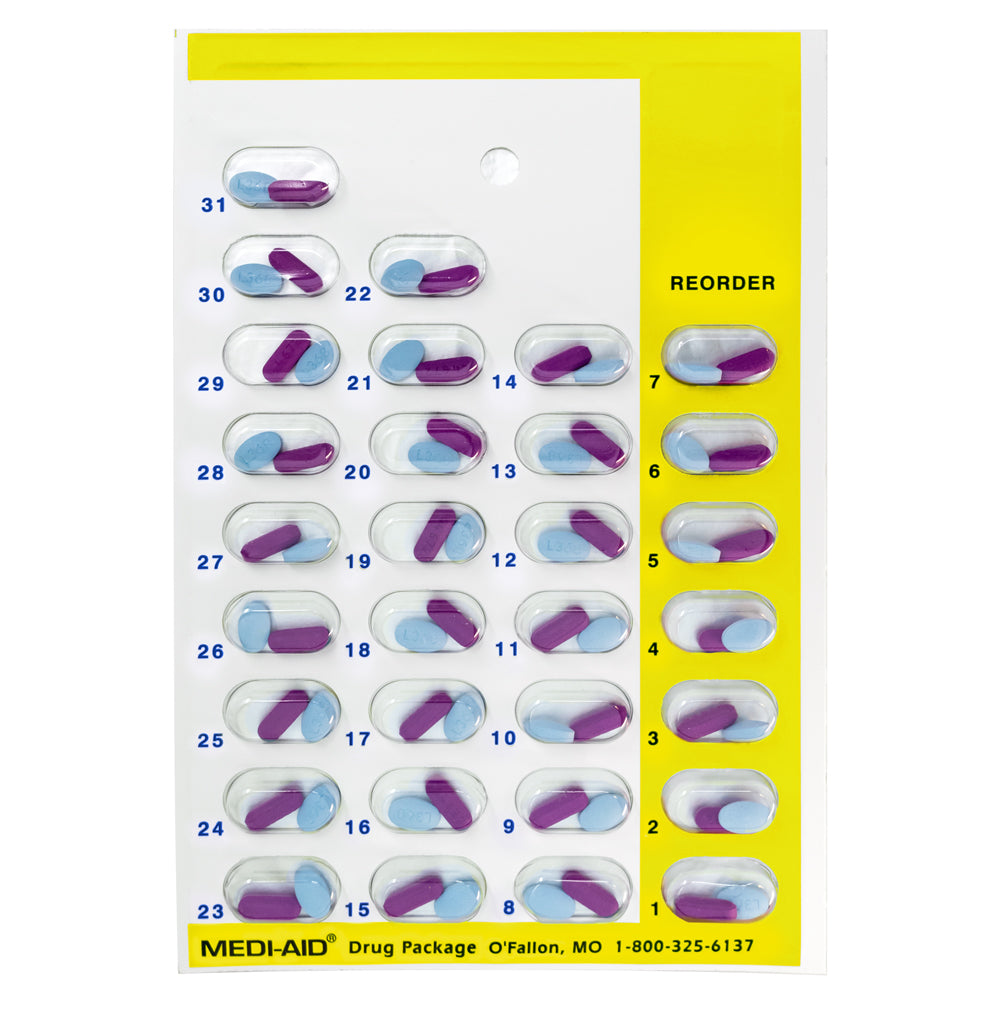 thumbnail image 2 of 5-Pack Color Coded Monthly 31-Day Medication Blister Cards – Cold Seal Multicolor 2 of 2