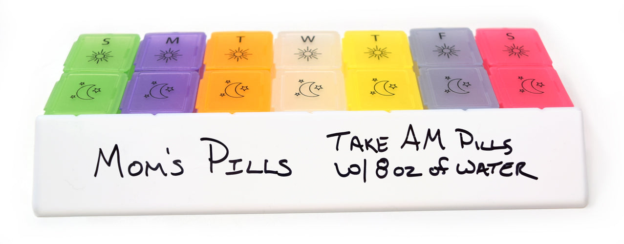MedWrite AM/PM Weekly Pill Organizer - Medium