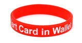 Medical alert card in wallet - red silicone bracelet - great daily living aid for senior or disabled