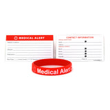 Medical alert card in wallet - red silicone bracelet - jewelry