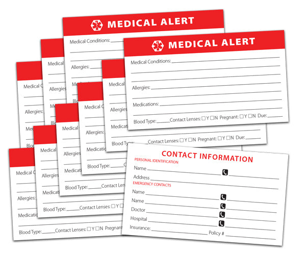 Medical Alert Cards - 10 Pack