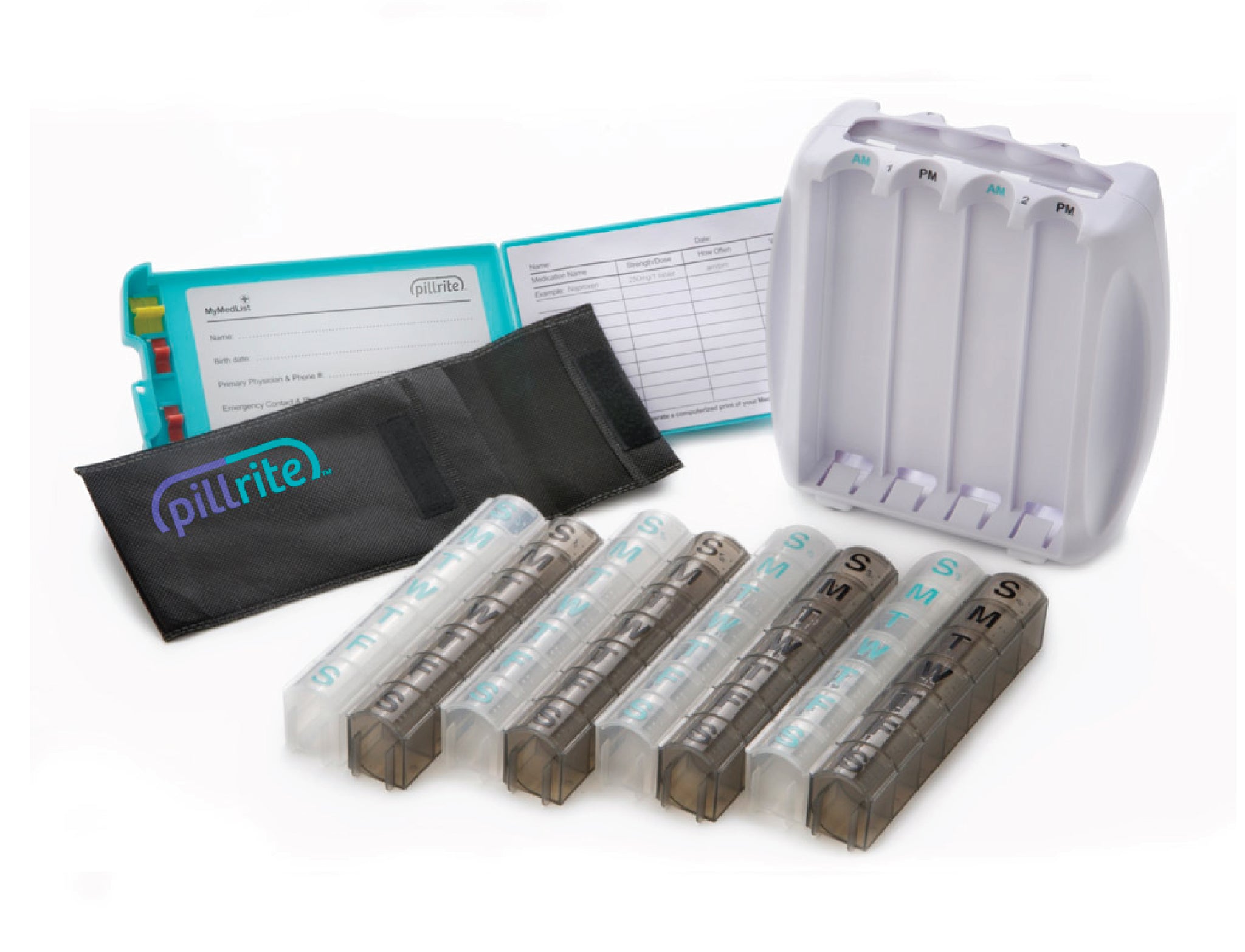 PILLRITE Compact Monthly 2 Time Daily Pill Planner
