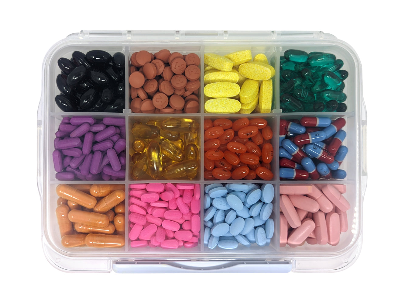 gms 12 Compartment Supplement Organizer with An Airtight and Waterproof Seal to Help with Vitamin Organization and Freshness - Large Pill Organizer