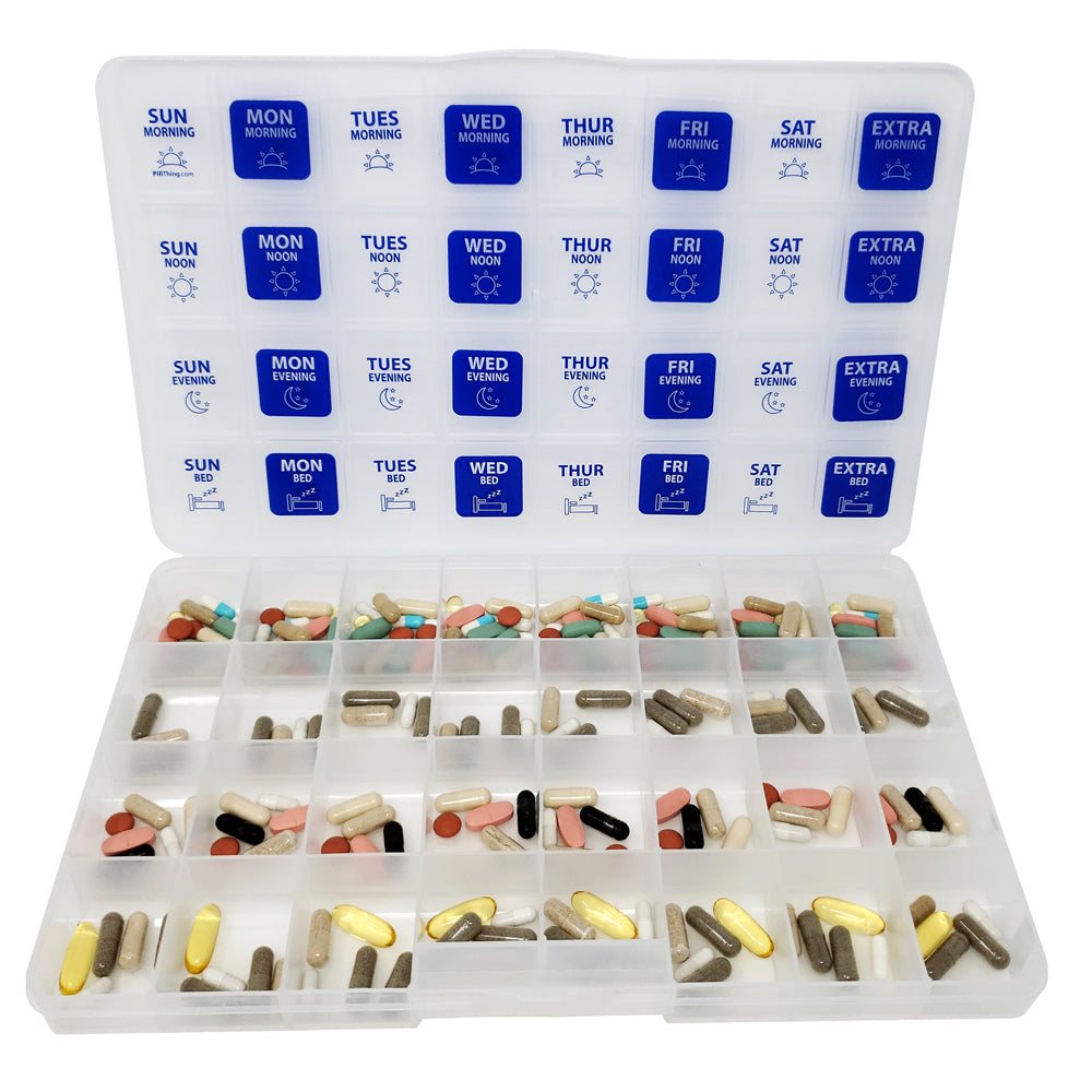 MedWrite Jumbo 4X a Day Weekly Pill Organizer in Storage Tray