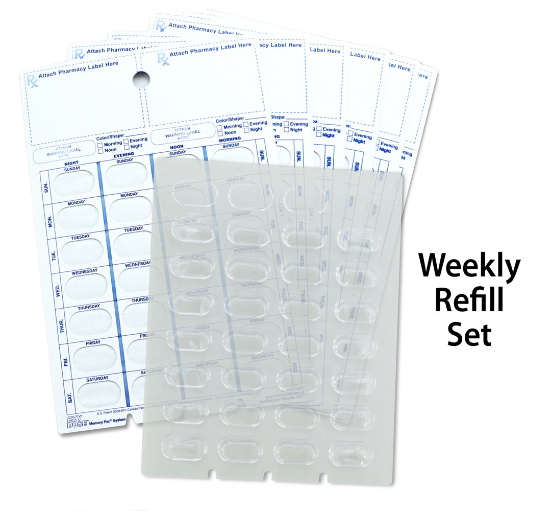 Monthly & Weekly pharmacy pill blister cards. Great for elderly & senior prescriptions. XL large.